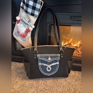 Elegant Black and Blue Shoulder Bag